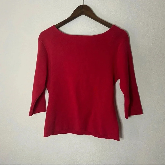 Retro Cut Out Rhinestone Star Embellished Ribbed Top Cotton 3/4 Sleeve Large - Picture 7 of 9